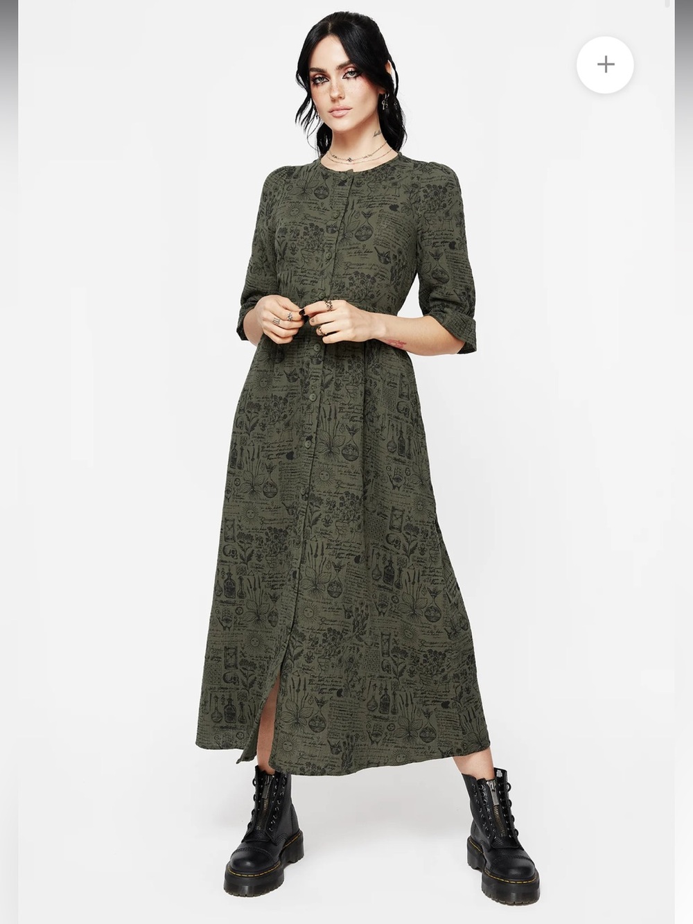Disturbia Green Taddea Skull Botanical Celestial Witchy Whimsigoth Dress NWT 8